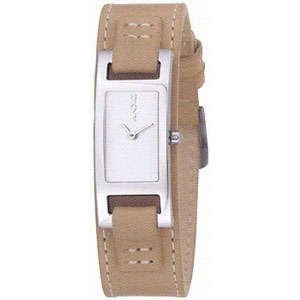 DKNY NY3235 Ladies Stainless Steel Case set On Camel Leather Cuff Watch