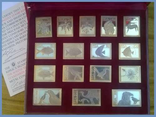 AFRICANA COMMEMORATIVE MINT - 1974/75 DEFINITIVE STAMPS, GOLD PLATED SILVER REPLICAS!