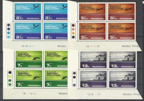 RHODESIA - (MNH) "PREVENT POLLUTION" "B" CONTROLS AS ILLUSTRATED.