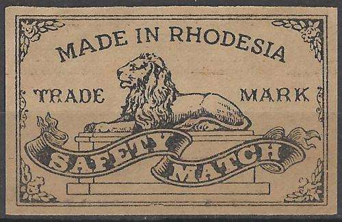 RHODESIA - VINTAGE MATCH BOX LABEL AS ILLUSTRATED.