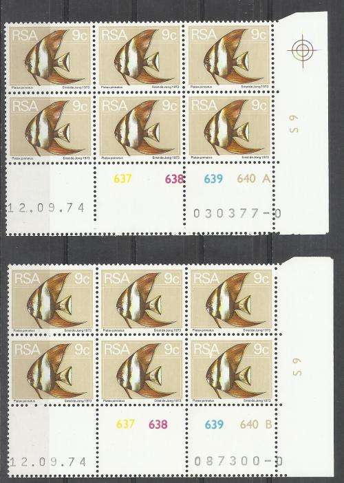 RSA - (MNH) 2nd DEFINITIVE ISSUE 9c 'A' AND "B" CONTROLS - 12.09.74