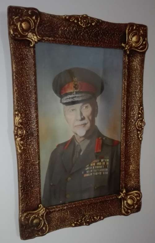 FRAMED IMAGE OF GENL. J.C. SMUTS, HAND COLOURED - AS ILLUSTRATED.
