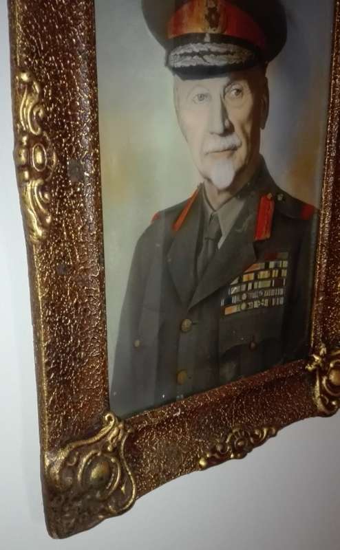 FRAMED IMAGE OF GENL. J.C. SMUTS, HAND COLOURED - AS ILLUSTRATED.