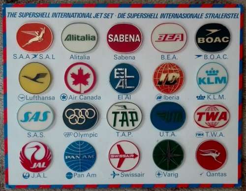 SHELL - "SUPERSHELL INTERNATIONAL JET SET" COLLECTABLE TOKEN SET, 1970's.
