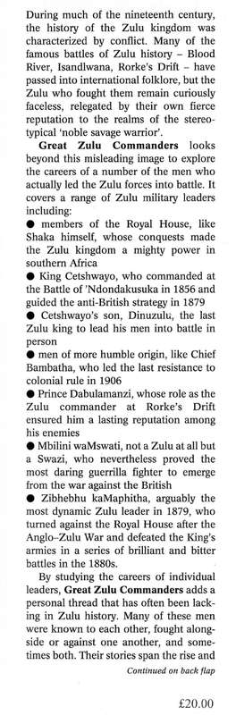 "GREAT ZULU COMMANDERS" BY IAN KNIGHT!