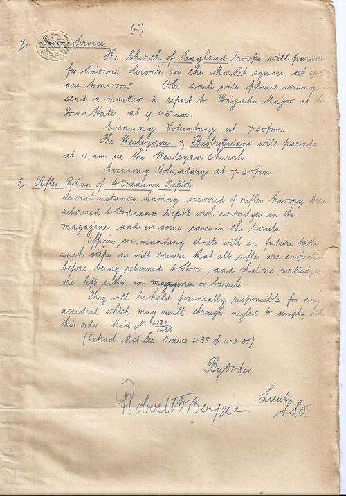 ANGLO BOER WAR - BRITISH MILITARY DOCUMENT CIRCA 1901