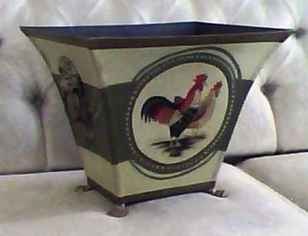IMPORTED ITALIAN (HAND PAINTED) METALWARE PLANTER