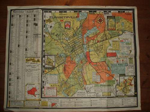 KATANGA - RARE MAP OF THE CAPITAL ELIZABETHVILLE - GOOD CONDITION