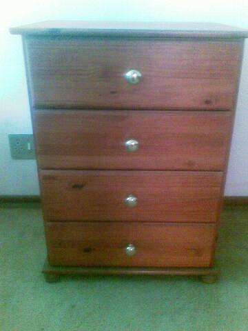 GAUTENG BIDDERS ONLY - CHEST OF (4) DRAWERS - STAINED PINE WITH METAL KNOBS