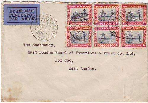 Air mail 27.3.1934 Windhoek - Kimberly - East London