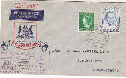 Holland - SA - test flight amserdam - JHB 6 Oct 1946