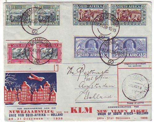 Complete set 1938 on special KLM cover insluding No 79 & 80