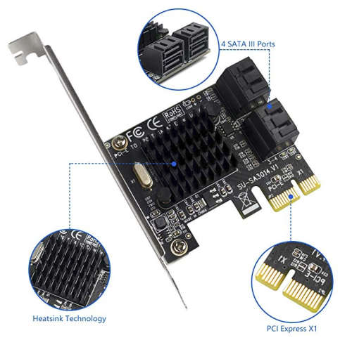 PCIE to 4 port SATA expansion card