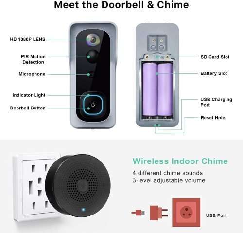 Video Doorbell Intercom Tuya Smart 2MP 1080p Waterproof Wifi