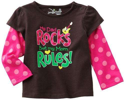 Super cute "Dad rocks and Mom rules" long sleeve T shirt -12 months