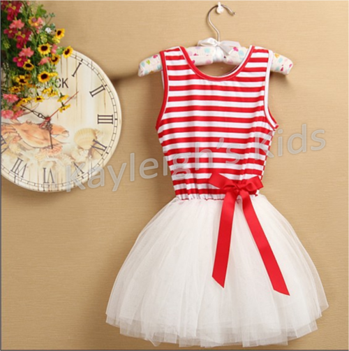 MAY SALE Red and white stripe tutu dress *  4/5 years