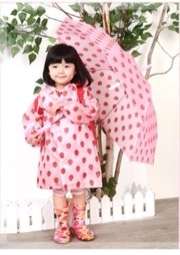 Funny Rain Coat raincoat - Pink strawberry thick version 3-5 years