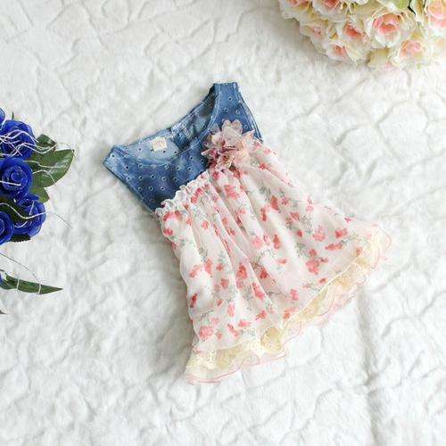 Denim floral blouse 12 - 24 months