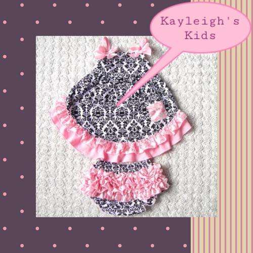 Light pink damask swing top & bloomer set available in 3-6 months