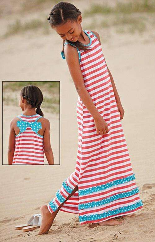 Belle dress. Red and white stripe. 3-4, 4-5, 5-6, 6-7 or 7-8 years
