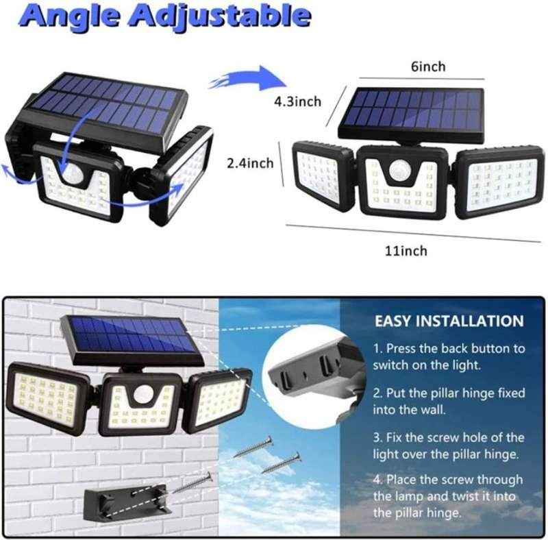 DW Tripple Head Solar Power Outdoor Waterproof LED Motion Sensor Wall Light -  W771A