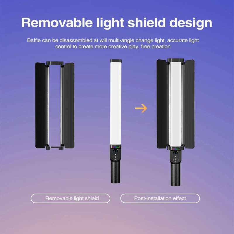 DW Handheld RGB LED Video Light Portable Fill Light Wand Stick Support 2700-8500K- 30W - M30