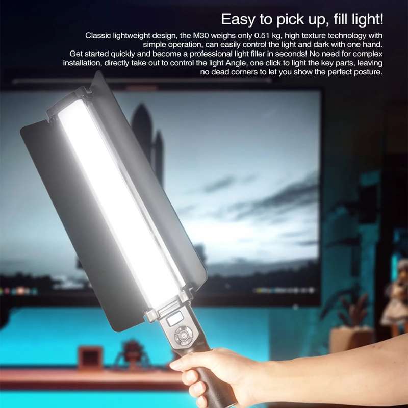 DW Handheld RGB LED Video Light Portable Fill Light Wand Stick Support 2700-8500K- 30W - M30