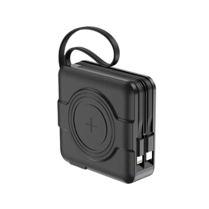 DW Aspor 5-in-1 Multi-Function Fast Charging Wireless Magnetic Power Bank 10000mAh - Black - A338