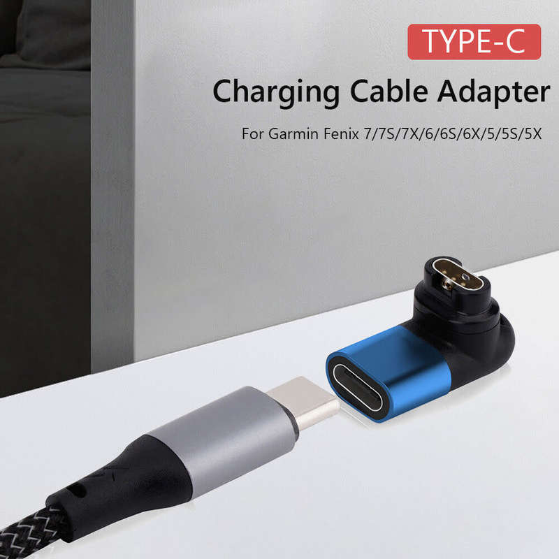 DW Charger Adapter For Garmin Fenix 7/7S/7X/6/6S/6X - USB Type-C Female To Garmin Fenix 7 Male (Blue