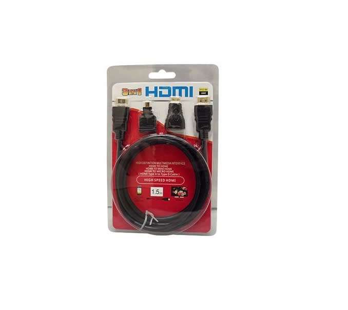 DW 3 in 1 HDMI Full HD Cable with Mini & Micro Adaptors