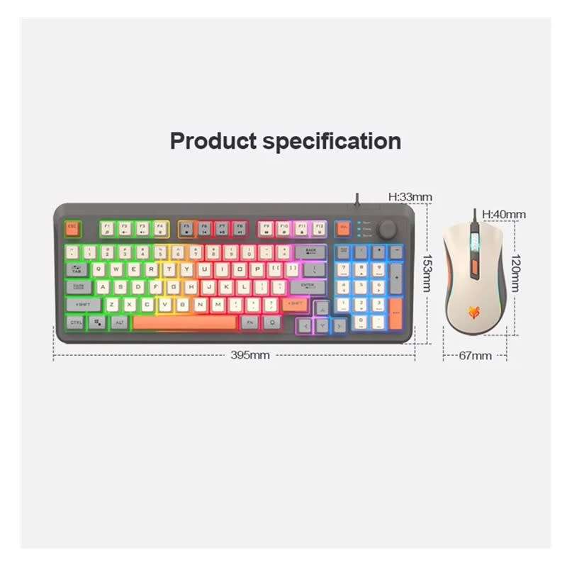 DW XUNFOX Wired Keyboard Cool Mixed Color Keyboard Set 94 Keys - K820