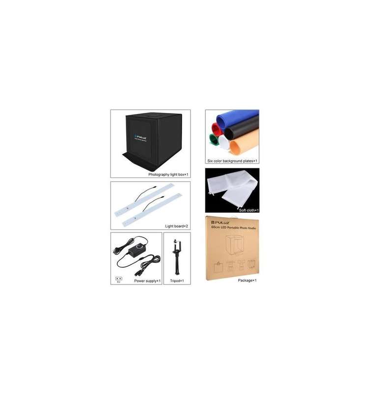 DW-PULUZ Portable 60 x 60 x 60 cm Light Box LED 5500K Mini 60W Photography Studio Box Kit