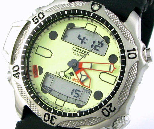 CITIZEN AQUALAND PROMASTER DIVER Depth Meter 200m Depth Alarm Dive Time Alarm Water Temp Bezel