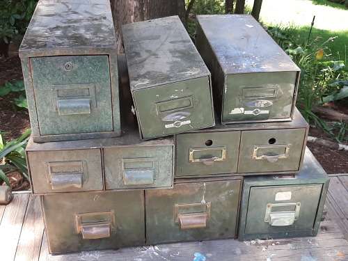 Vintage steel cardex drawers