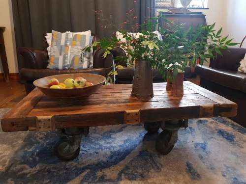 Industrial trolley coffee table