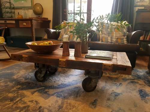 Industrial trolley coffee table