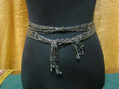 LADIES SEED BEADED BELTS WITH BLACK BEADS