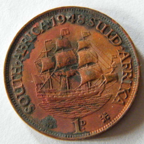 1D South Africa 1948 - With discoloration