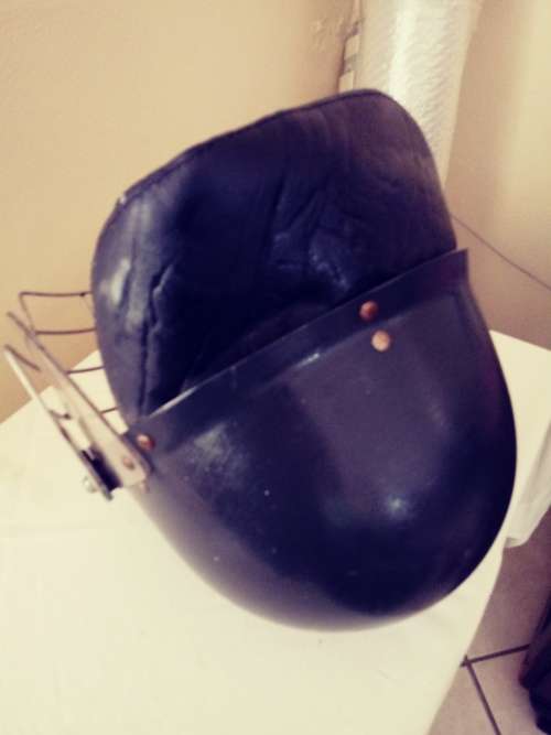 OLD SOUTH AFRICAN RAILWAY POLICE RIOT HELMET EARLY TYPE
