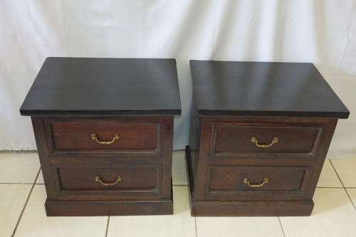 TWO INCREDIBLE (LARGER) INDONESIAN TEAK "TWO-TONE" TWO DRAWER SIDE PEDESTALS bid/pedestal