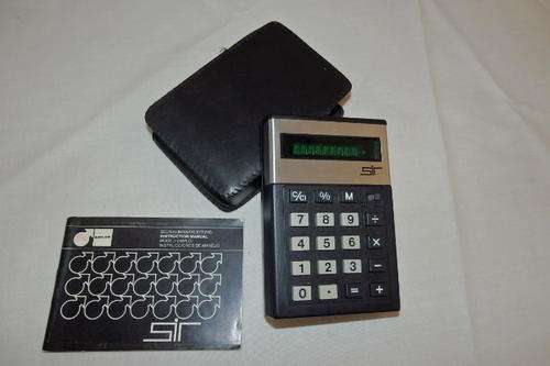A FANTASTIC VINTAGE (1975) ADLER "SIR" CALCULATOR (MODEL EC 20-S) IN ITS ORIGINAL POUCH w/ BOOKLET