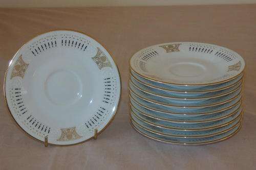 TEN STUNNING NORITAKE OF JAPAN "BLAKLEY" PATTERN (2061) BONE CHINA DEMITASSE SAUCERS