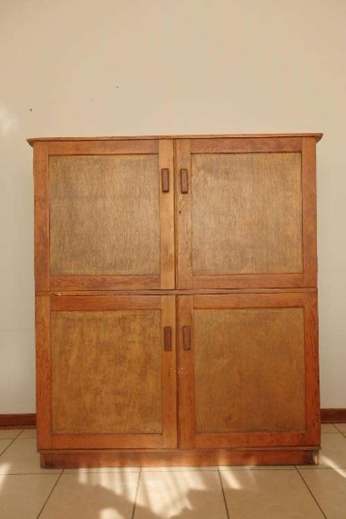 A SPECTACULAR ANTIQUE LARGE FOUR DOOR WOODEN POST OFFICE CABINET/ CUPBOARD w/ COMPARTMENTAL SHELVES