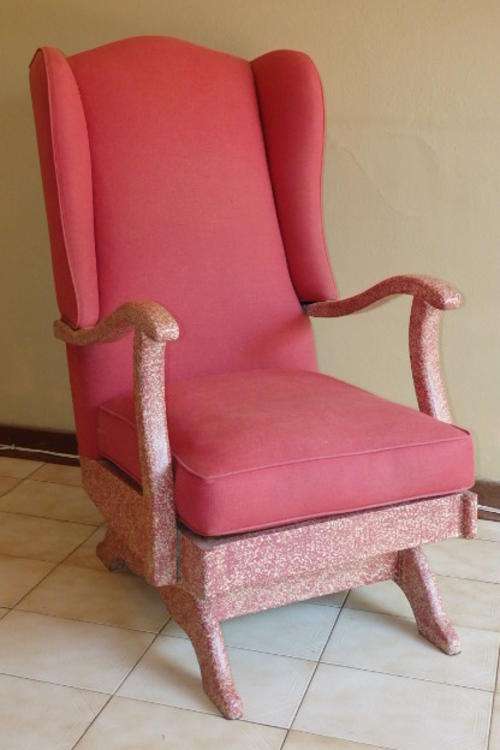 A STUNNING VINTAGE "SHABBY-CHIC" WING-BACK MECHANICAL ROCKING CHAIR IN STUNNING CONDITION