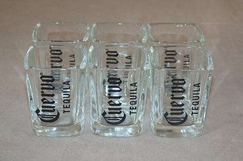 AN AWESOME SET OF SIX LIMITED EDITION "CUERVO TEQUILA" SQUARE SHOT GLASSES IN MINT CONDITION