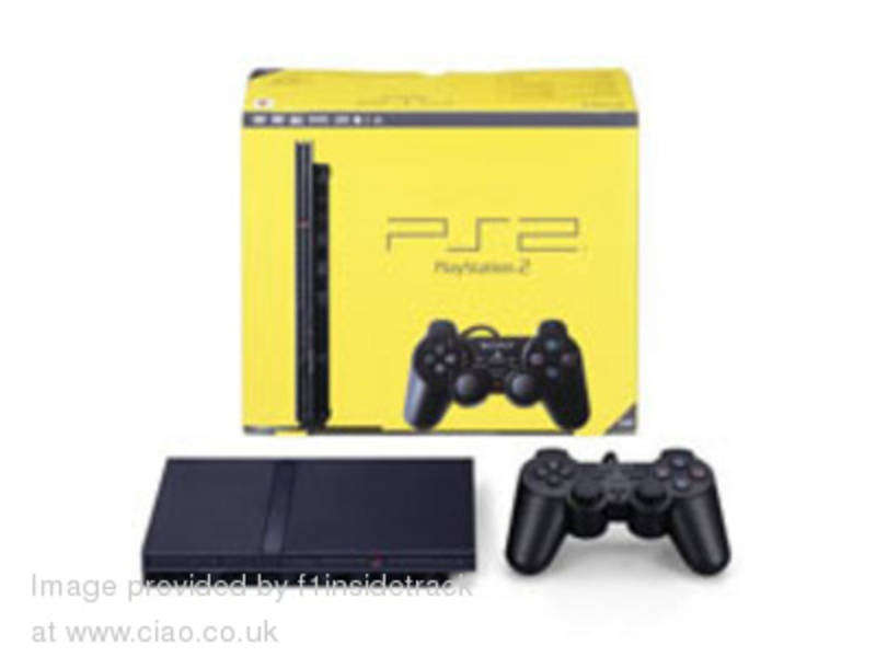 BLACK SLIMLINE PLAYSTATION 2!! WITH 6 GAMES AND MEMORY CARD!!
