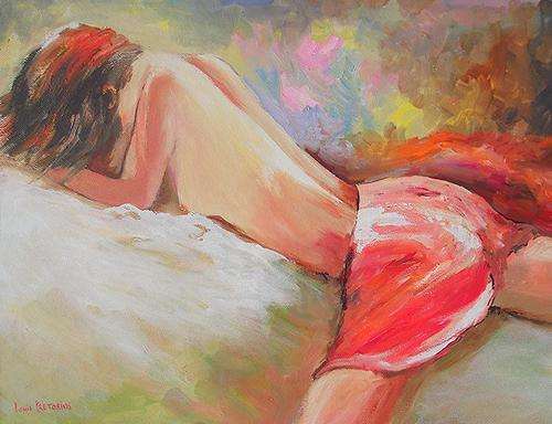 Woman on bed (800mm x 600mm x 35mm) on stretched canvas