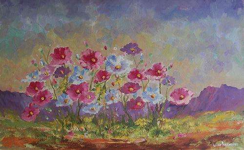AN ORIGINAL LOUIS PRETORIUS:"Veld flowers" (640mm x 390mm)