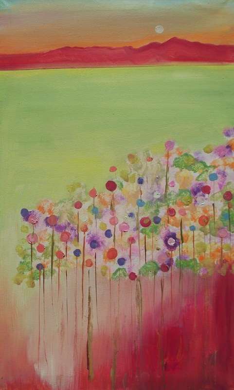MOON FLOWERS: oil on stretched canvas (500mm x 300mm )