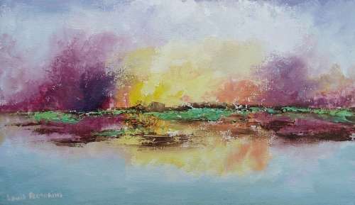 REFLECTION COLOURS (oil on canvas laid on a hard backing:470mm x 260mm)